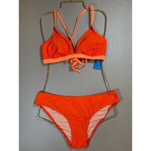 NWT Cupshe Orange Crisscross Back Bikini Set Size Medium